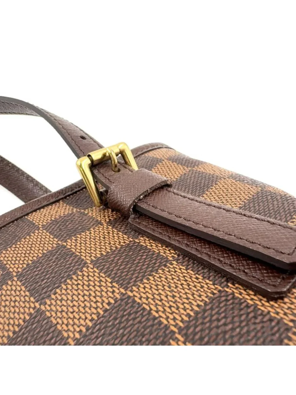 Louis Vuitton Marais Damier Ebene Leather Brown Tote Bag Gold